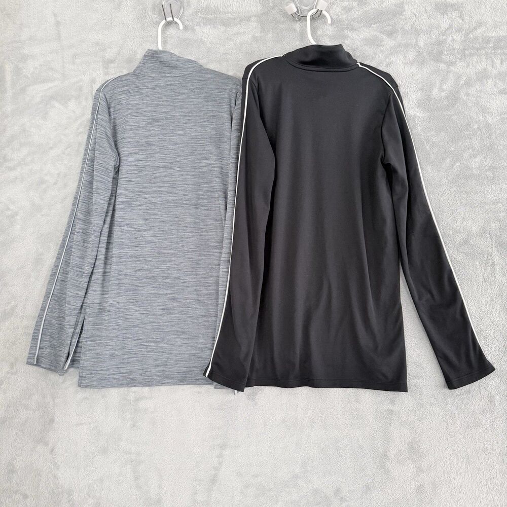 Lot of 2 Under Armour Youth YLG HeatGear 1/4 Zip Mock Neck Loose Fit Grey/Black